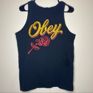 Vintage Obey Tank Top Medium Sleeveless rose